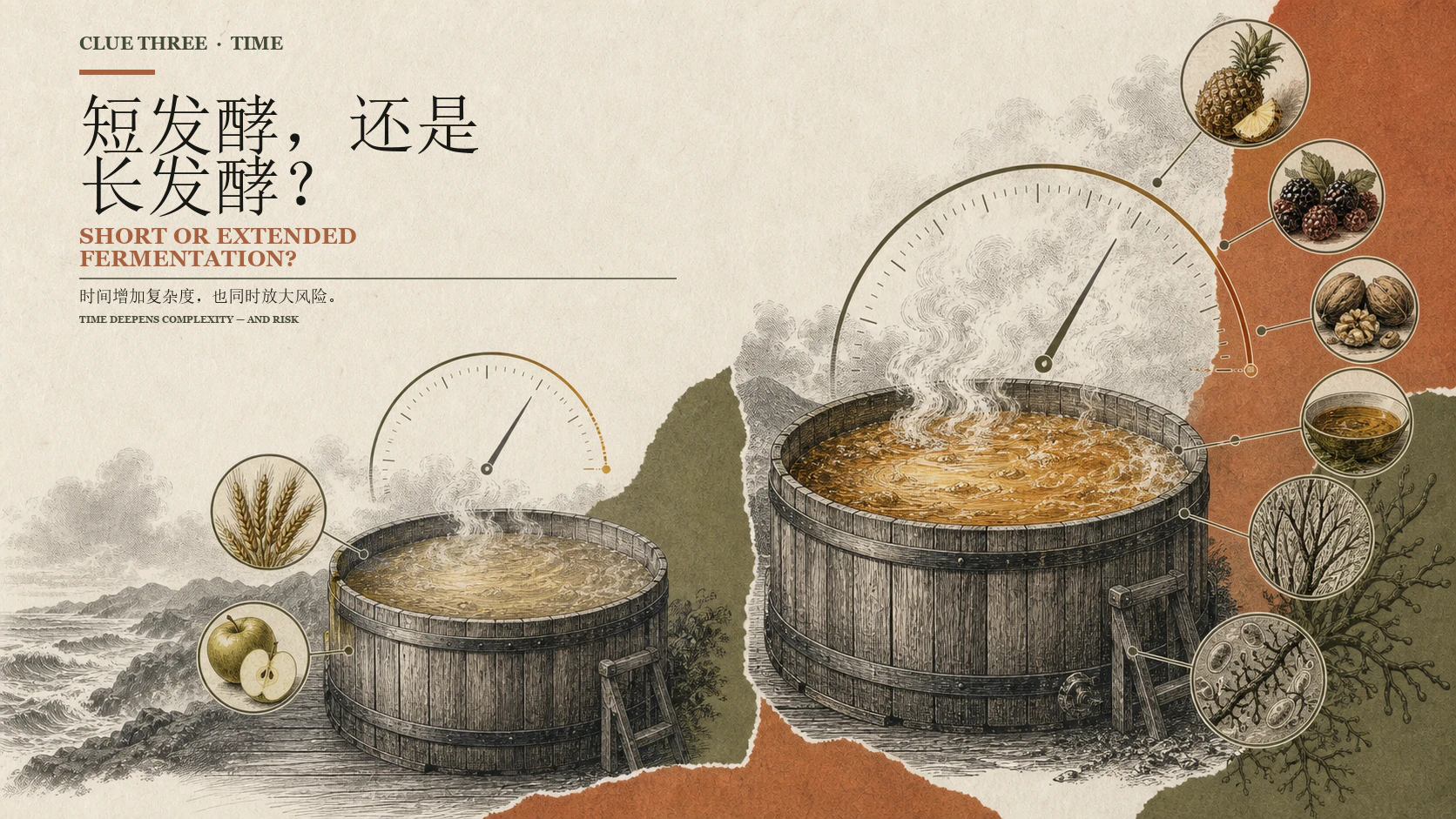短发酵与长发酵的风味差异示意图