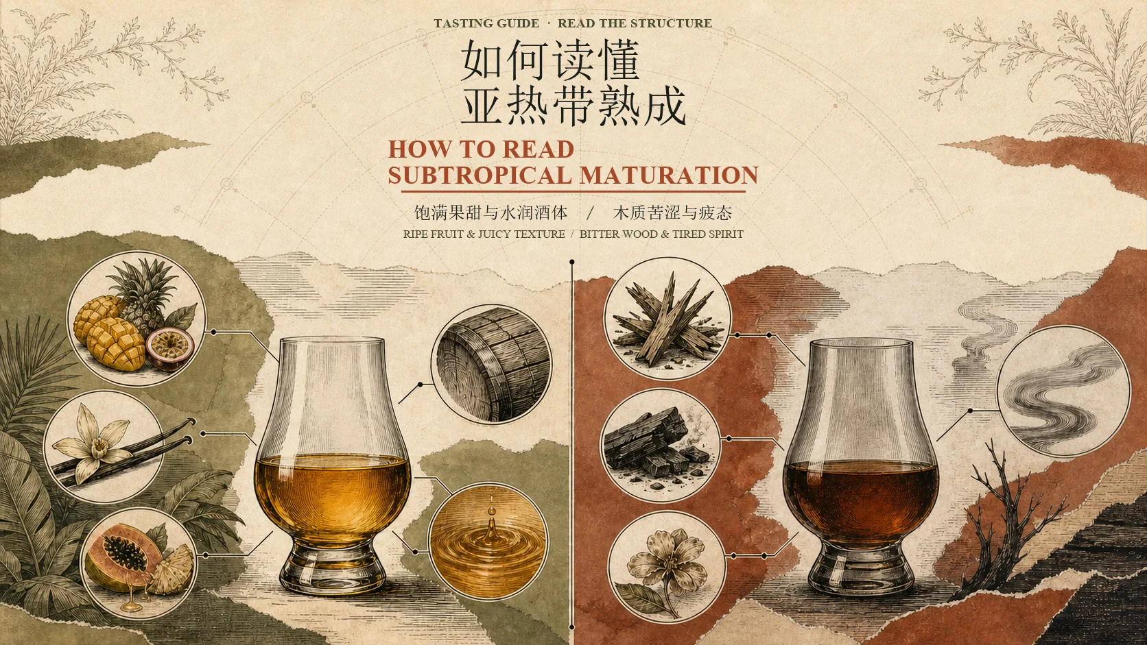 亚热带威士忌成熟表现与潜在缺陷的品鉴对照